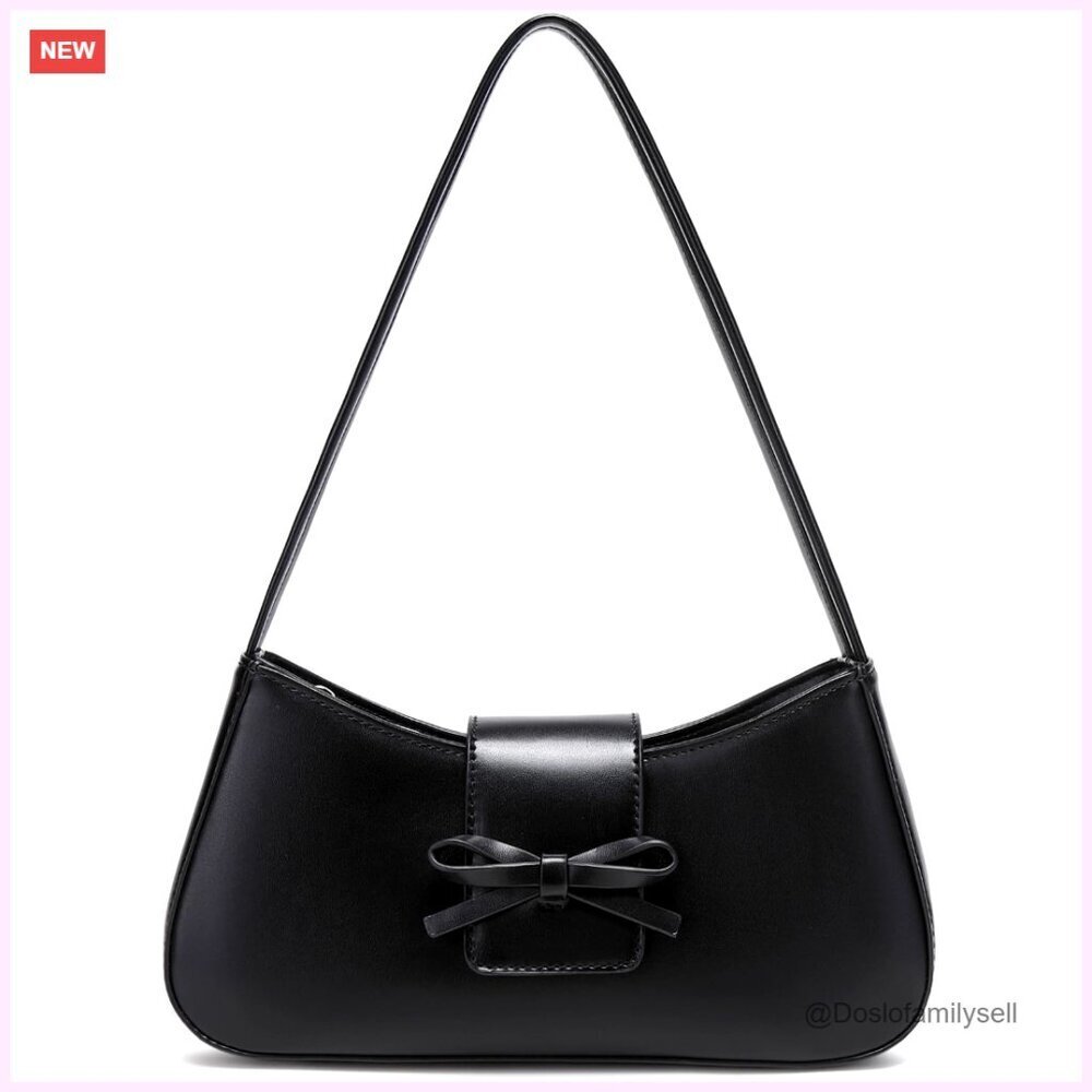 Small Hobo Shoulder Bag with Bow, Lightweight Crossbody Purse for Women